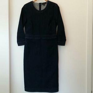 Denim 3/4 sleeve sheath dress